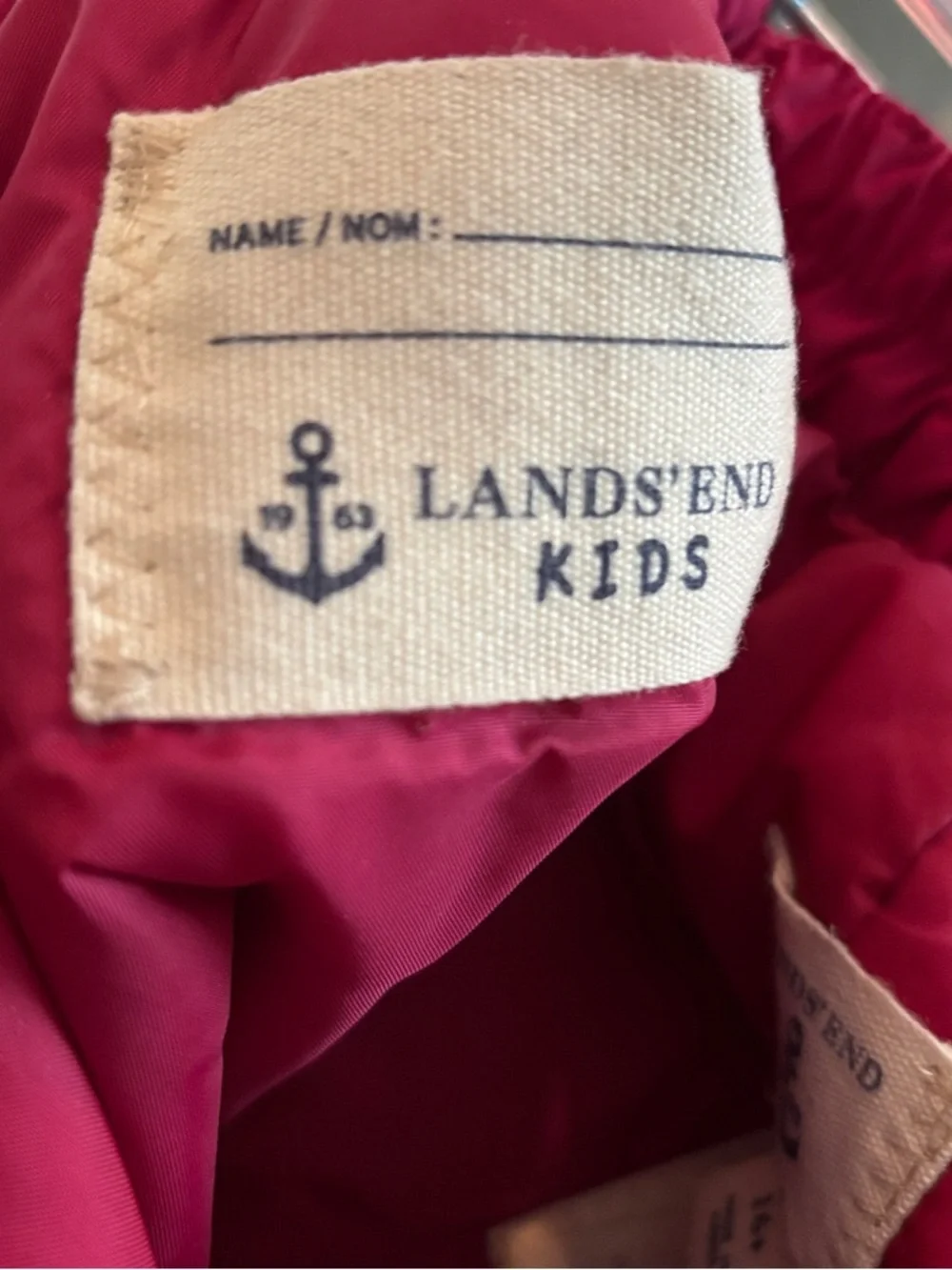 Lands End Kids Fuchsia Snow Ski Pants  Elastic Waist size 16+